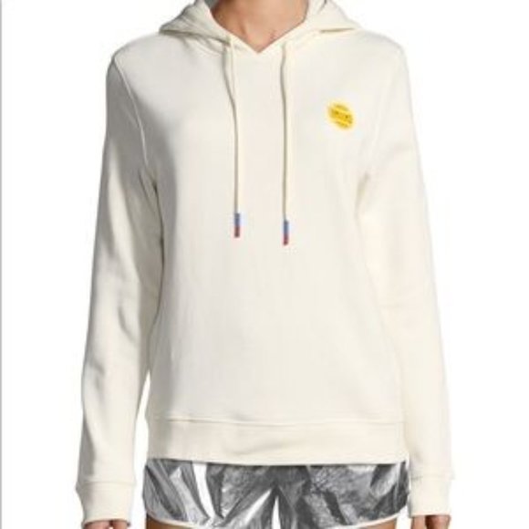 New TORY SPORT EMBROIDERED TENNIS BALL FRENCH-TERRY COTTON HOODIE | size: small - Picture 1 of 4